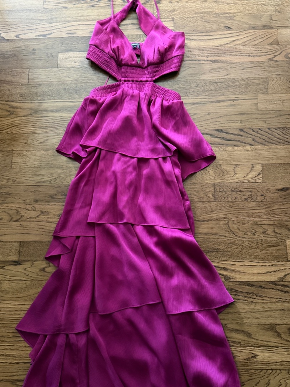 Magenta Halter Cutout Maxi Dress